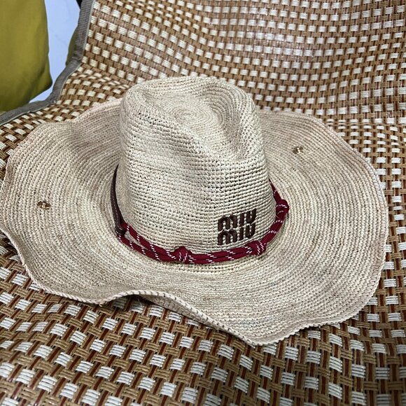 Women's Everyday Straw Hat - Beige with Red Stitching - Picture 2 of 6